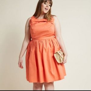 Modcloth coral dress with bow in front 2x